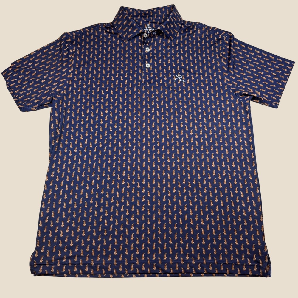 Rhoback The GSP German Shorthaired Pointer Golf Polo Shirt Men Medium Navy Dog